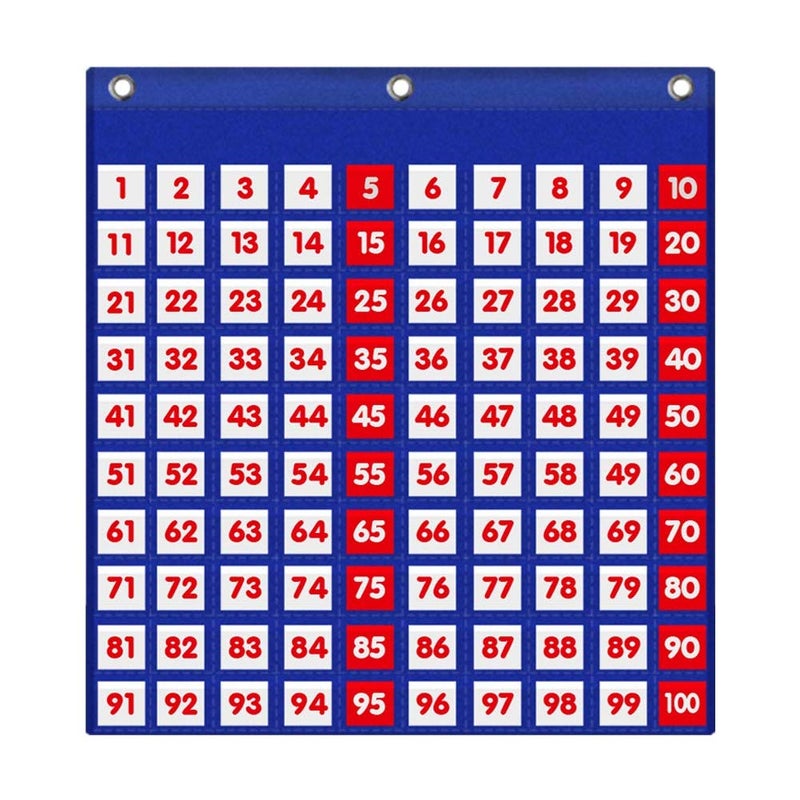 Eamay Hundreds Pocket Chart with 130 Number Cards, Number 1-100 Board Pocket Chart for Teacher Lessons in a Classroom or for Use at Home (100 Pockets) - Image 1
